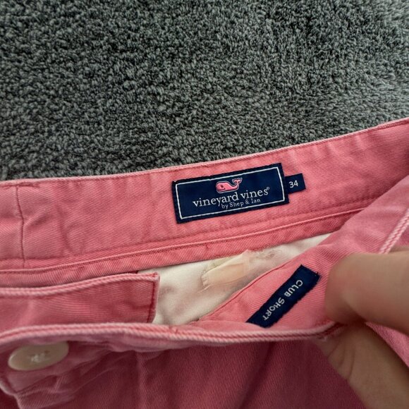 Vineyard Vines Club Salmon Pink Shorts Size 34 Chino Zip Fly Preppy Whale Logo - Picture 7 of 16